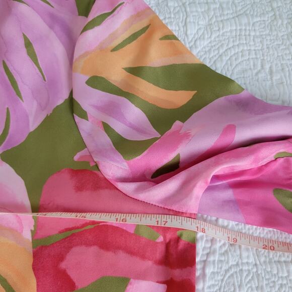 Rachel Zoe Tropical Birds & Leaves Print Satin Beach Vacation Top Size XS - Picture 14 of 16